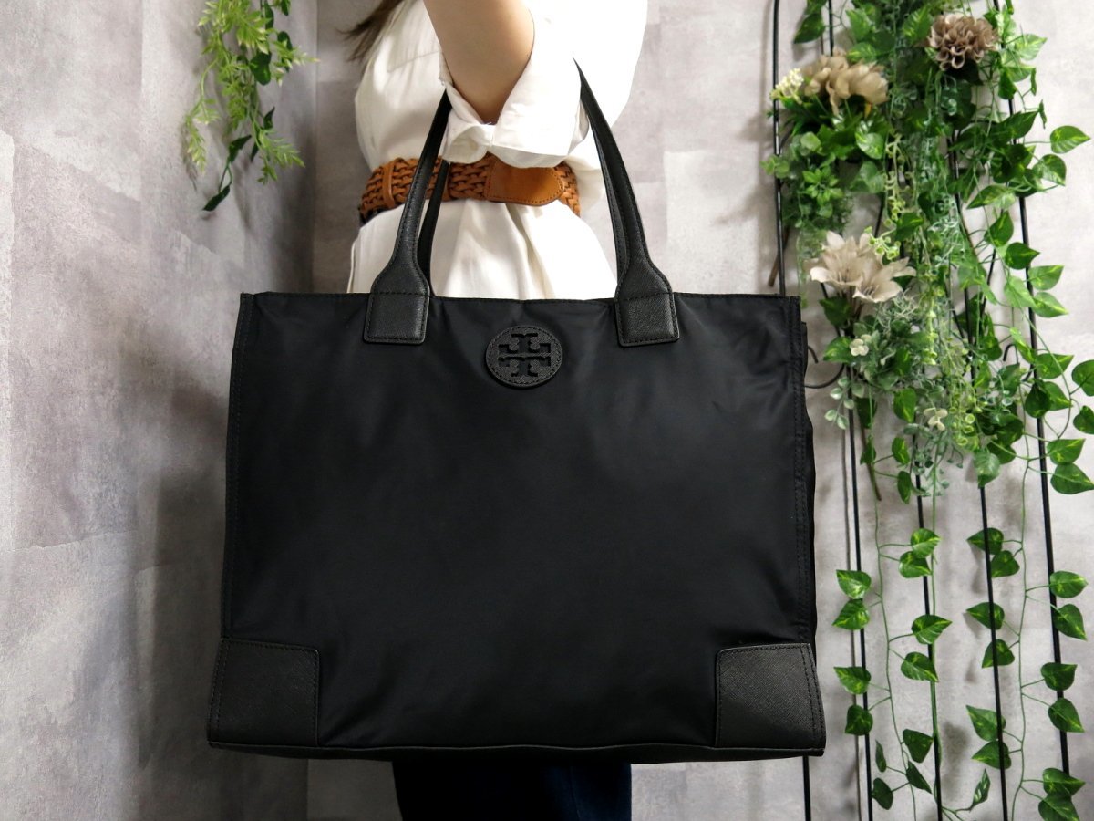 1円 □美品□ TORY BURCH トリーバーチ エラ ナイロン×パテント