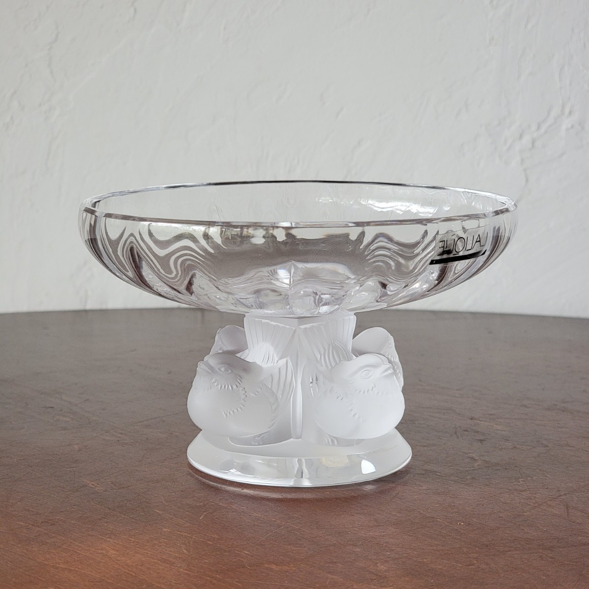 フランス LALIQUE ラリック クリスタル ノジャン 小鳥 コンポート 脚付 