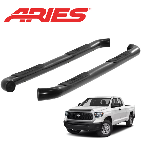 【ARIES 正規品】 サイドステップ ラウンド サイドバー 3インチ チューブステップ グロスブラック 07-21y トヨタ タンドラ ダブルキャブ