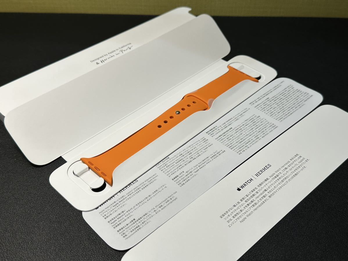☆即決未使用 Apple Watch HERMES Series7 限定 オレンジ スポーツバンド 45mm 44mm 純正 アップルウォッチ エルメス ラバーバンド 352