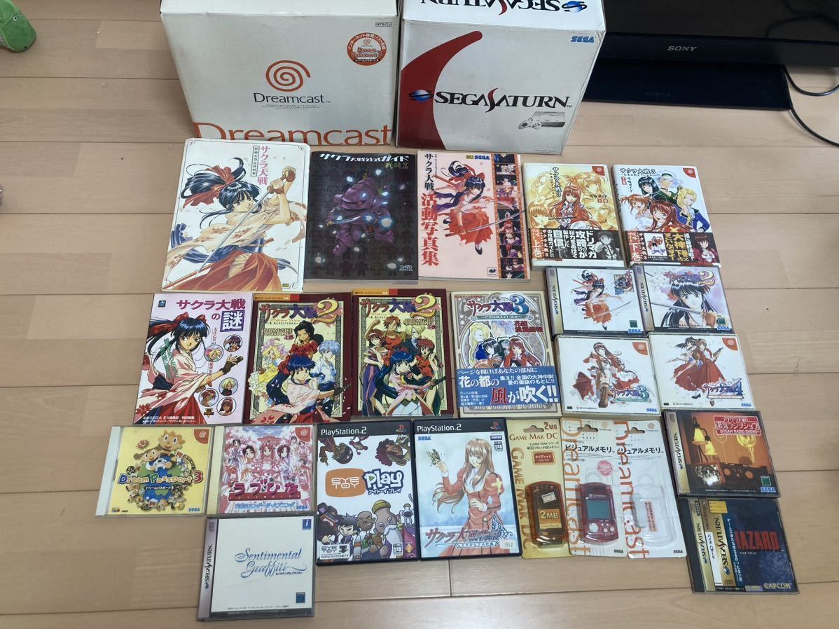 サクラ大戦　ゲームソフト、攻略、フィギュア他 サクラ大戦 ソフト ドリームキャスト セガサターン 攻略本 おまけ