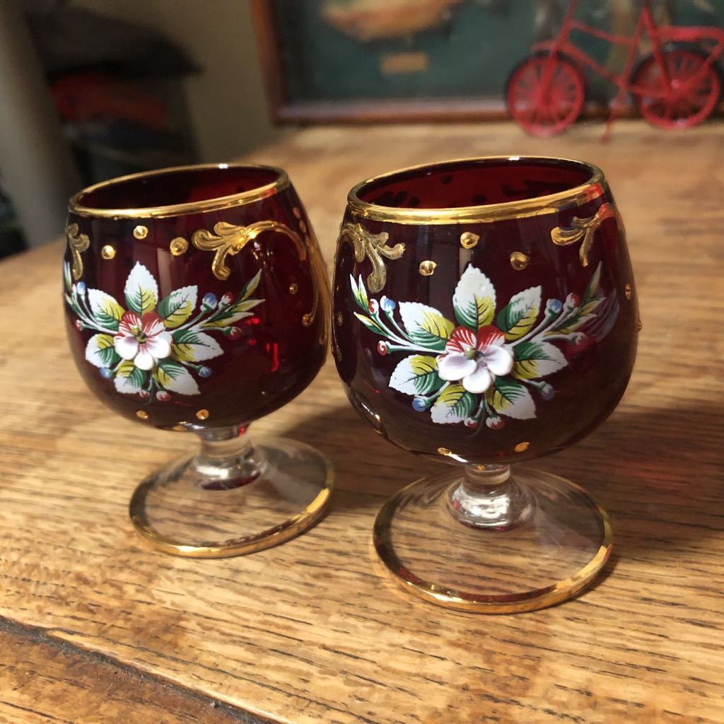ベネチアングラス　イアリア製　2個セット ベネチアングラス MURANO 2個セット美品 送料無料 数量限定，高品質