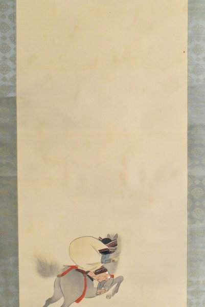 松本楓湖 真作 武将絵 人物画 K1591 日本画家 松本楓湖「戦之図」