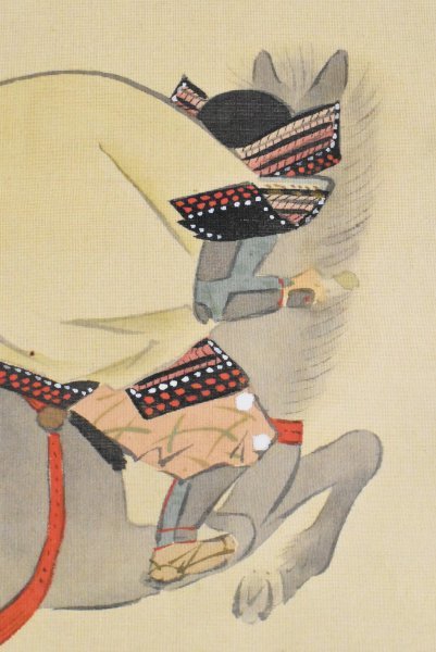 松本楓湖 真作 武将絵 人物画 K1591 日本画家 松本楓湖「戦之図」