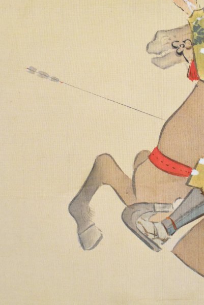 松本楓湖 真作 武将絵 人物画 K1591 日本画家 松本楓湖「戦之図」