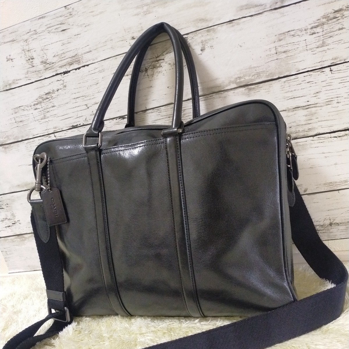 COACH コーチ ビジネスバック トート メンズ ブラック 黒 2way 大容量 