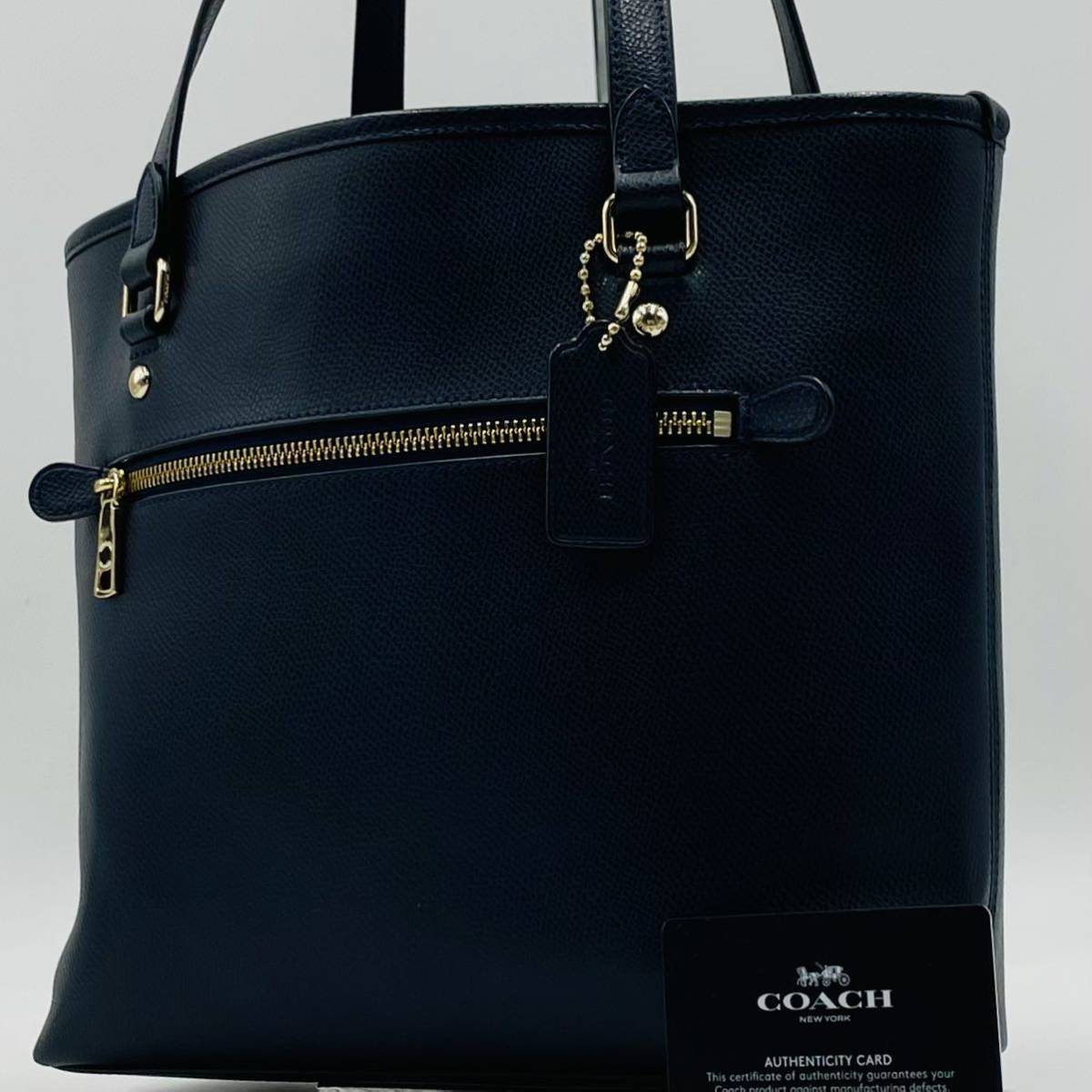 1円～【未使用級品】定価10万円 コーチ COACH トートバッグ ビジネスバッグ ブリーフケース 書類 レザー メンズ レディース ダークネイビー