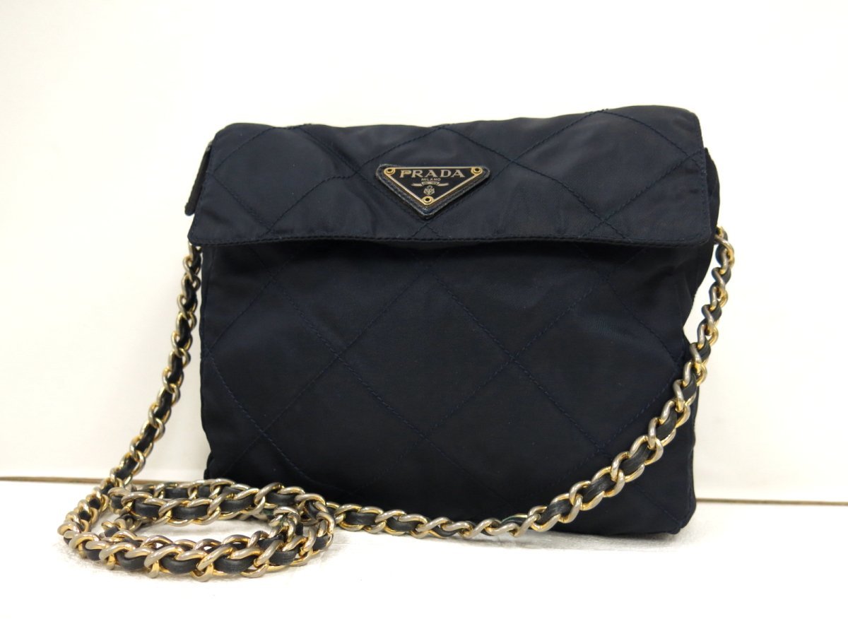 ◇美品◇PRADA プラダ◇キルティングナイロン サフィアーノ レザー 本
