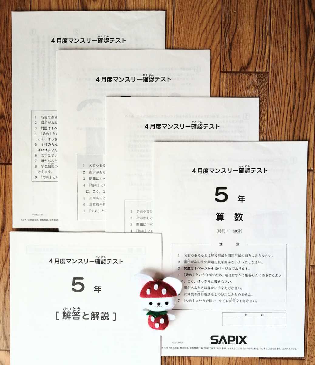 本 SAPIX 小学4年 マンスリー確認テスト 解答と解説 6冊セット