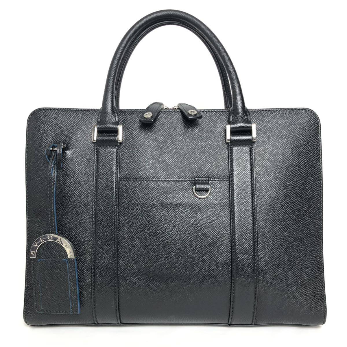 BVLGARI ブルガリ ビジネスバッグ ブリーフケース 書類鞄 ブラック マン メンズ レザー 黒 青