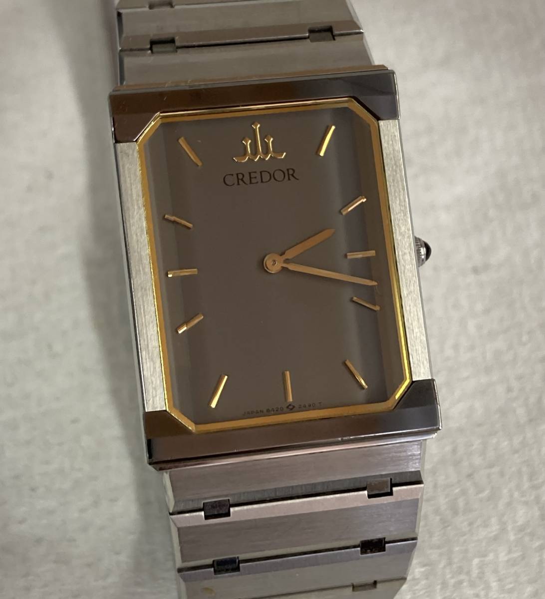 1円スタート！【美品】クレドール クォーツ カットガラス 8420-7650  