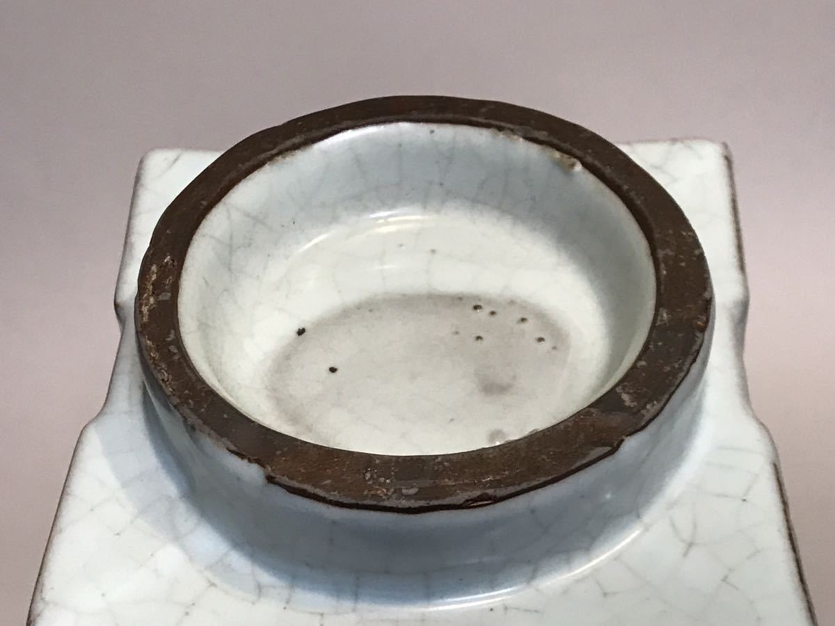 宋朝期 青磁角花瓶 龍泉窯 唐物 中国美術 箱付 龍泉窯 陶磁器