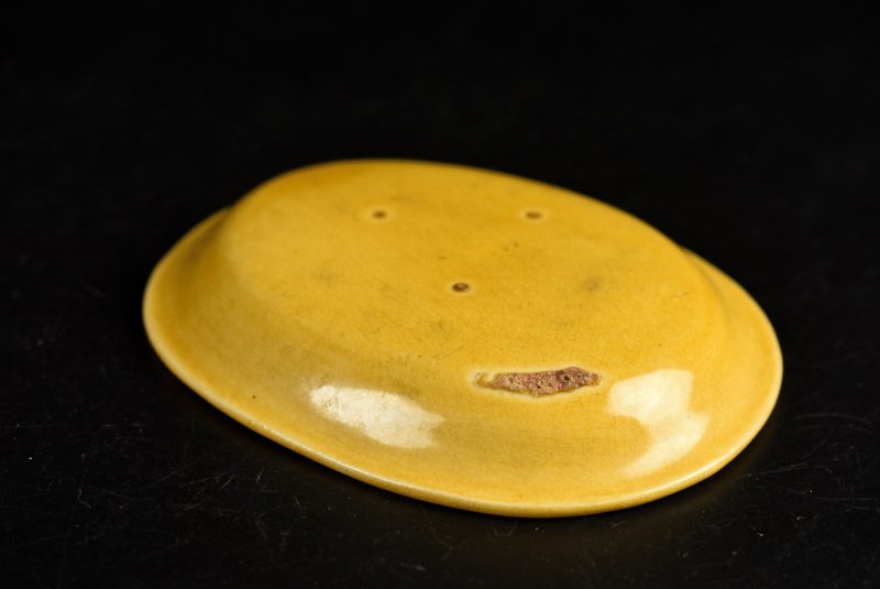 珉平焼 【蔵c9745a】民平焼 小判型 龍文 小皿 五客 緑釉