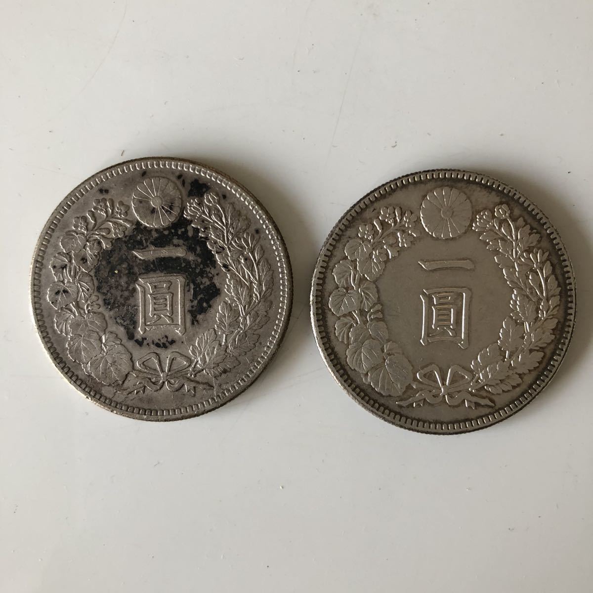 1円銀貨2枚セット 明治27年・大正3年 一圓銀貨　円銀 一圓銀貨 古銭 銀貨 一円銀貨 明治三十七 大正三年 古銭 2枚 一圓銀貨