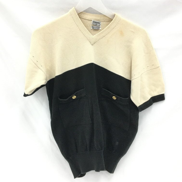 BDAH0058】シャネル CHANEL 半袖 セーター 表記サイズ：M 半袖ニット