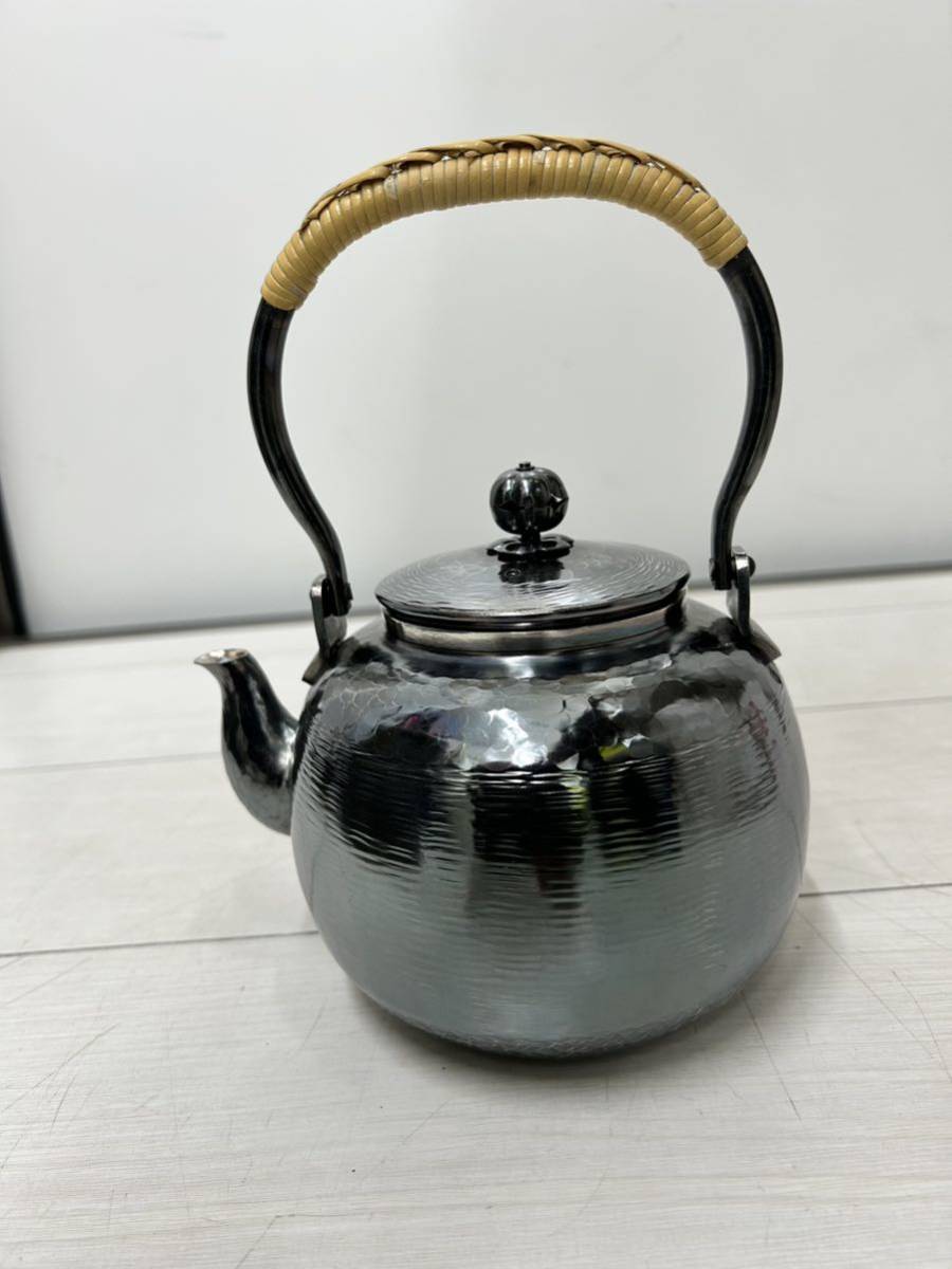 銀瓶丸型五合 銀いぶし仕上 未使用品 箱付き（秀峰、秀