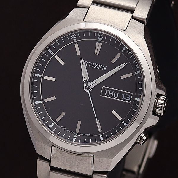 CITIZEN ATTESA ECO-DRIVE 時計 黒文字盤 1円 稼働 良品 コマ3/保証