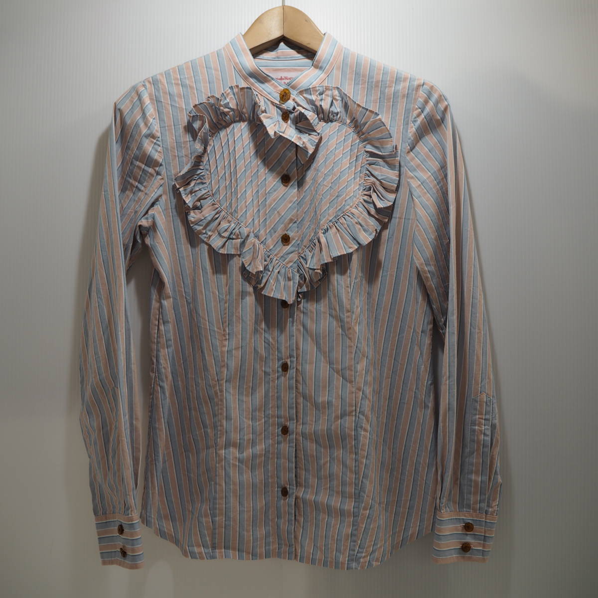 100%新品，限定セール ヴィヴィアン ウエストウッド レッドレーベル/Vivienne Westwood RED LABEL ストライプ フリル 長袖 ブラウス サイズ2 日本製 綿100%(長袖シャツ)｜売買されたオークション情報、yahooの商品情報をアー 女性用