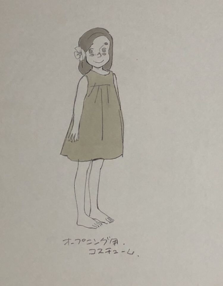 南の島の女性の鉛筆画 関修一 ふしぎな島のフローネ 直筆画 彩色 検索( ペリーヌ物語 トム