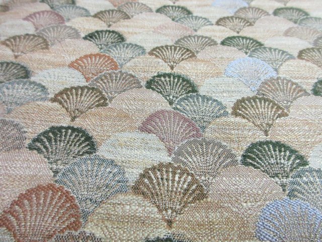 1円 良品 正絹 名古屋帯 アンティーク 大正浪漫 茶色 青海波 菊 お洒落 