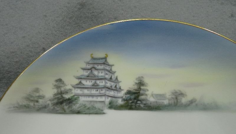 オールドノリタケ 名古屋市 自治制発布50周年記念 絵皿 額装 名古屋城