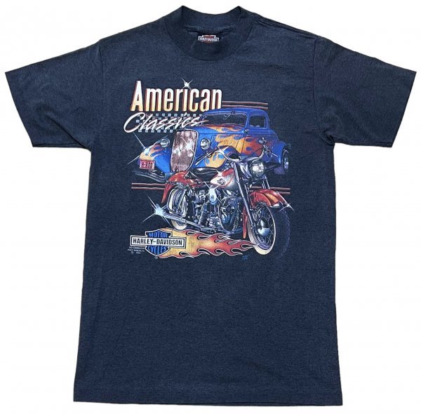 良品 USA製 当時物 90s ビンテージ HARLEY DAVIDSON ハーレーダビッドソン プリント 半袖 Tシャツ / 3D EMBLEM ホットロッド HOTROD