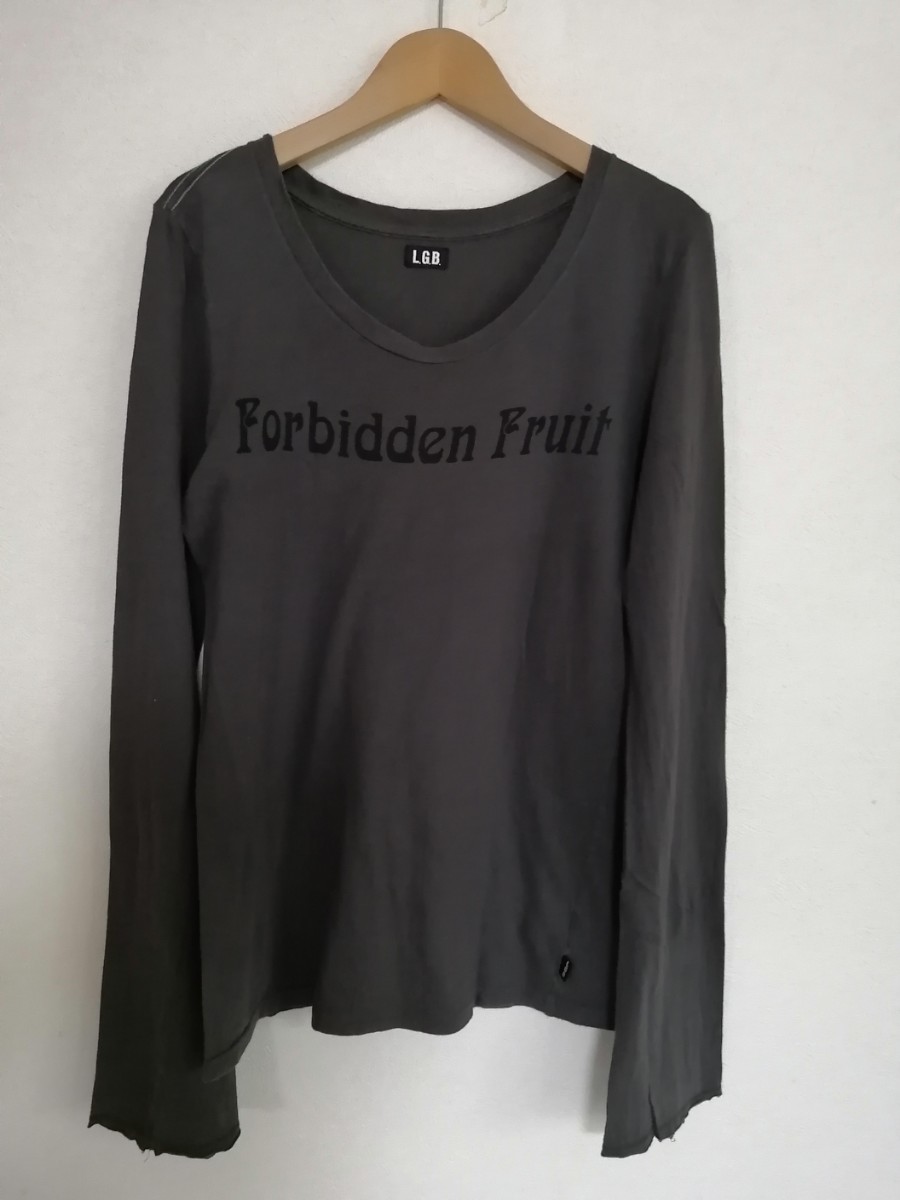 LGB ロンT forbidden fruit ラメ混バックプリント チャコールグレー