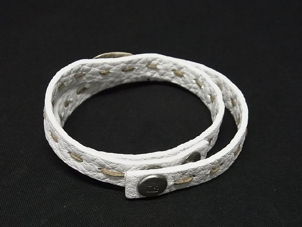 1円 □美品□ FENDI フェンディ レザー 2連 ブレスレット バングル 