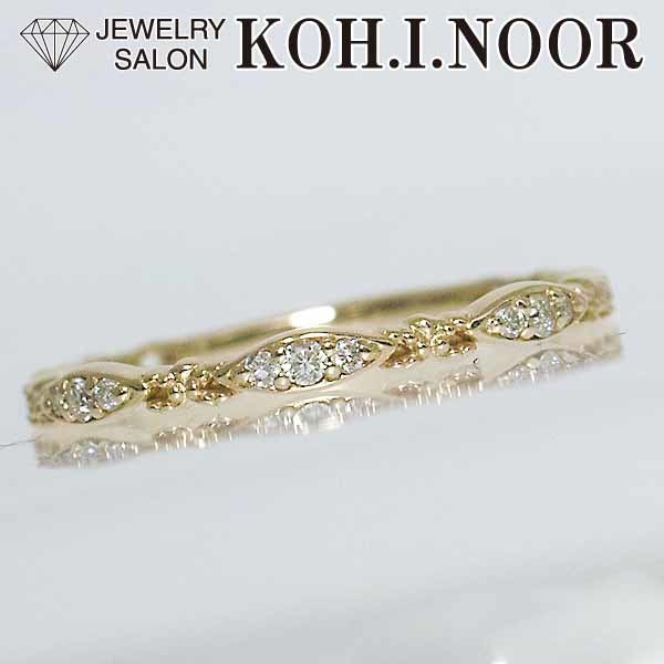 アガット ダイヤモンド 0.06ct 10金イエローゴールド K10YG リング 11号 箱 保証書 agete 華奢リング