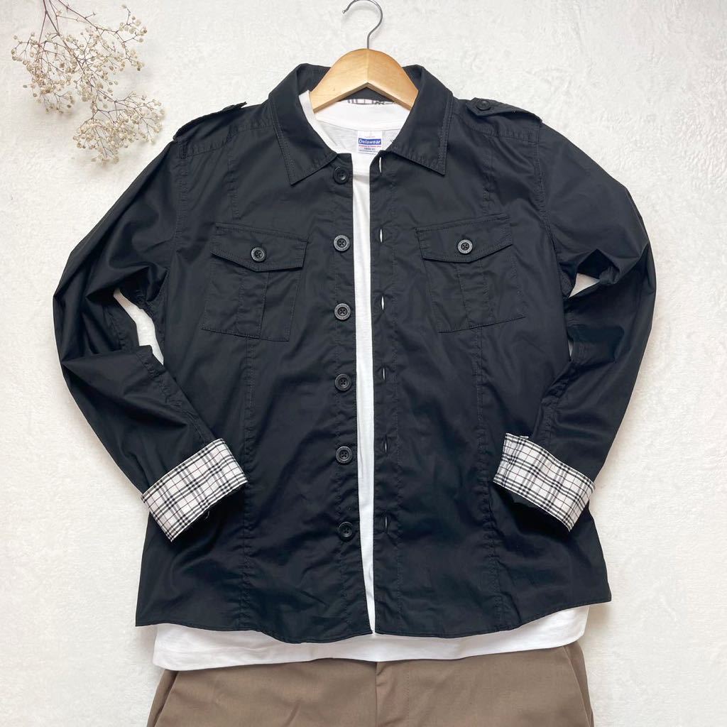 【極美品 Lサイズ】バーバリー ブラックレーベル ミリタリー シャツ ジャケット ブルゾン ノバチェック BURBERRYBLACKLABEL 黒