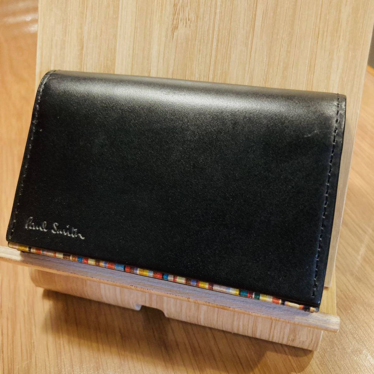 ★即決★ PAULSMITH 名刺入れ マルチポイント BK ブラック 黒 牛革 カーフ メンズ レディース ユニセックス カードケース ポールスミス