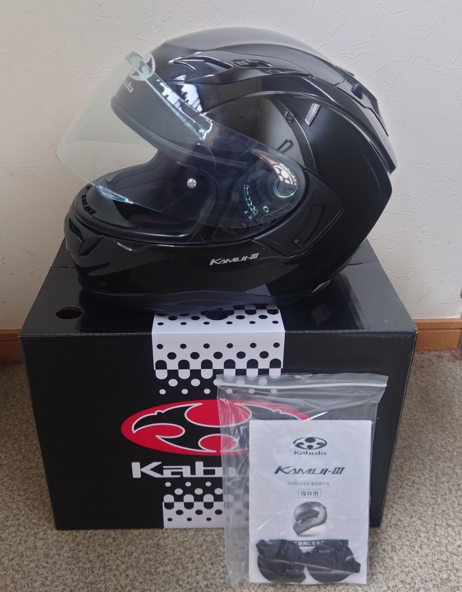 OGK KABUTO KAMUI3 カムイ3 オージーケーカブト ヘルメット ブラックメタリック Mサイズ 202203製造 専用袋付き 中古品！ 