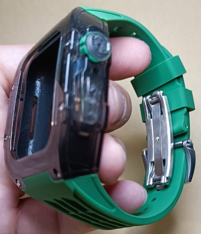 44mm 45mm ○クリア黒緑○ apple watch アップルウォッチ クリア 透明
