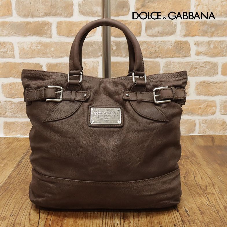 1円/DOLCE＆GABBANA/−/訳 トートバッグ BM0646 A6F26 ヴィンテージ調レザー イタリア製 高級 カバン アウトレット/茶色/ブラウン/gc647/
