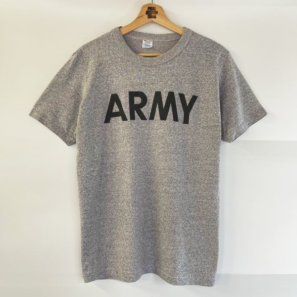 ★1円スタート★ 80s ビンテージ チャンピオン US ARMY Tシャツ 50/50トリコタグ Champion T-shirt USA グレー杢 霜降りグレー