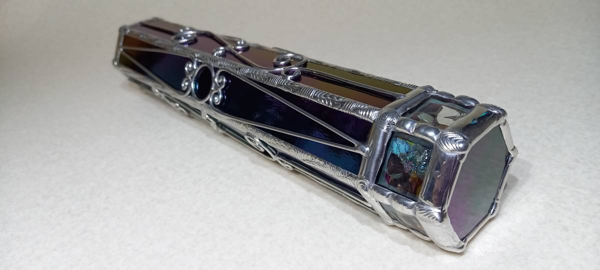 ステンドグラス製万華鏡　２ミラー・１２ポイント　オイルタイプ　イリデッセントブラック_1