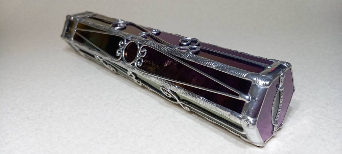 ステンドグラス製万華鏡　２ミラー・１２ポイント　オイルタイプ　イリデッセントブラック_2