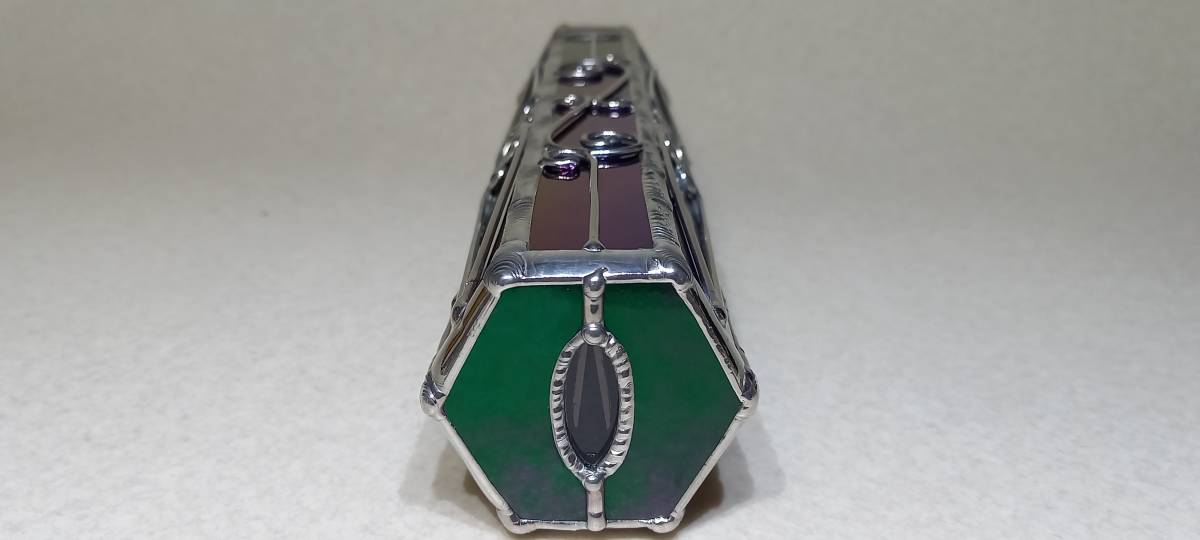 ステンドグラス製万華鏡　２ミラー・１２ポイント　オイルタイプ　イリデッセントブラック_4