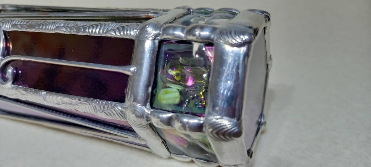 ステンドグラス製万華鏡　２ミラー・１２ポイント　オイルタイプ　イリデッセントブラック_7