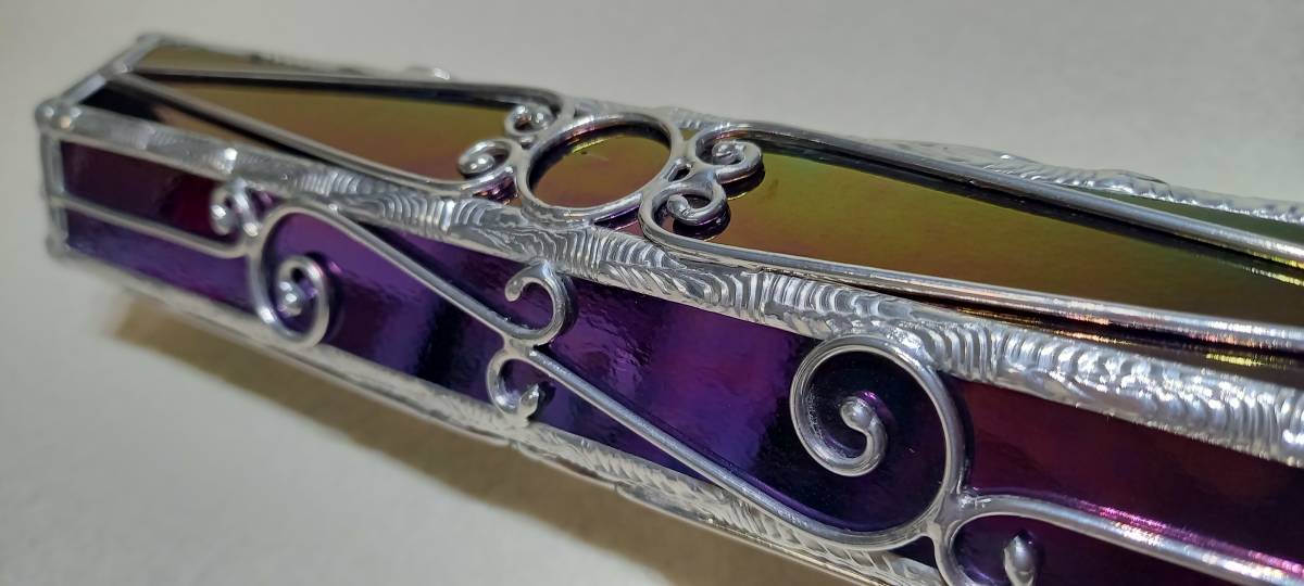 ステンドグラス製万華鏡　２ミラー・１２ポイント　オイルタイプ　イリデッセントブラック_8