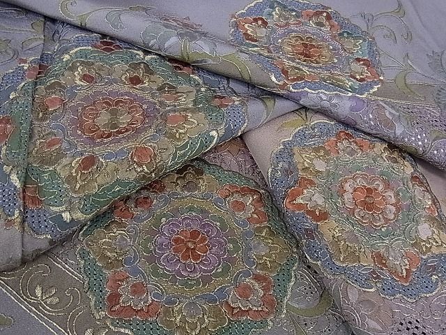 花美人■中国三大刺繍　スワトウ刺繍　汕頭刺繍　総刺繍　訪問着　正倉院花文　更紗花唐草文　暈し染め　金糸　逸品　ps6441