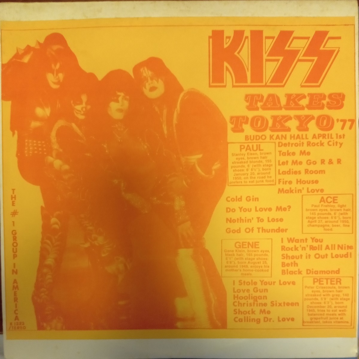 kiss キッス takes tokyo 77 日本公演 live ライブ 武道館 2lp k1323 record vinyl レコード アナログ lp 