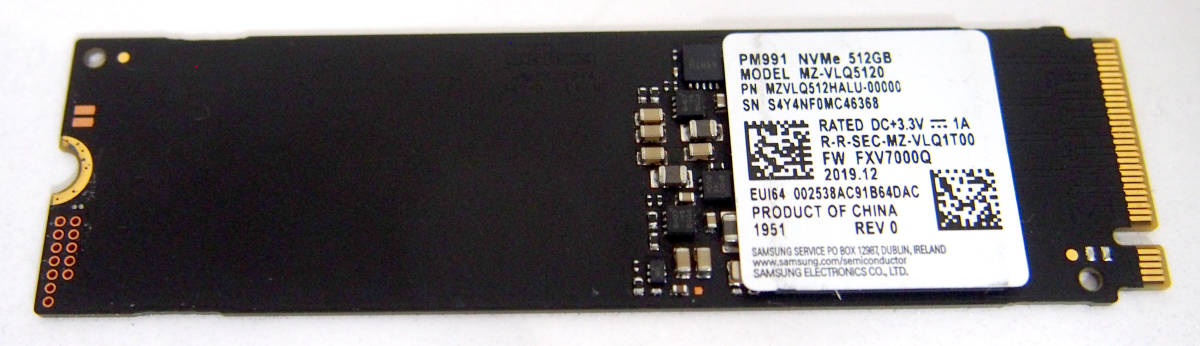 稼働4時間☆SAMSUNG☆PM991☆NVMe PCIe SSD 512G☆