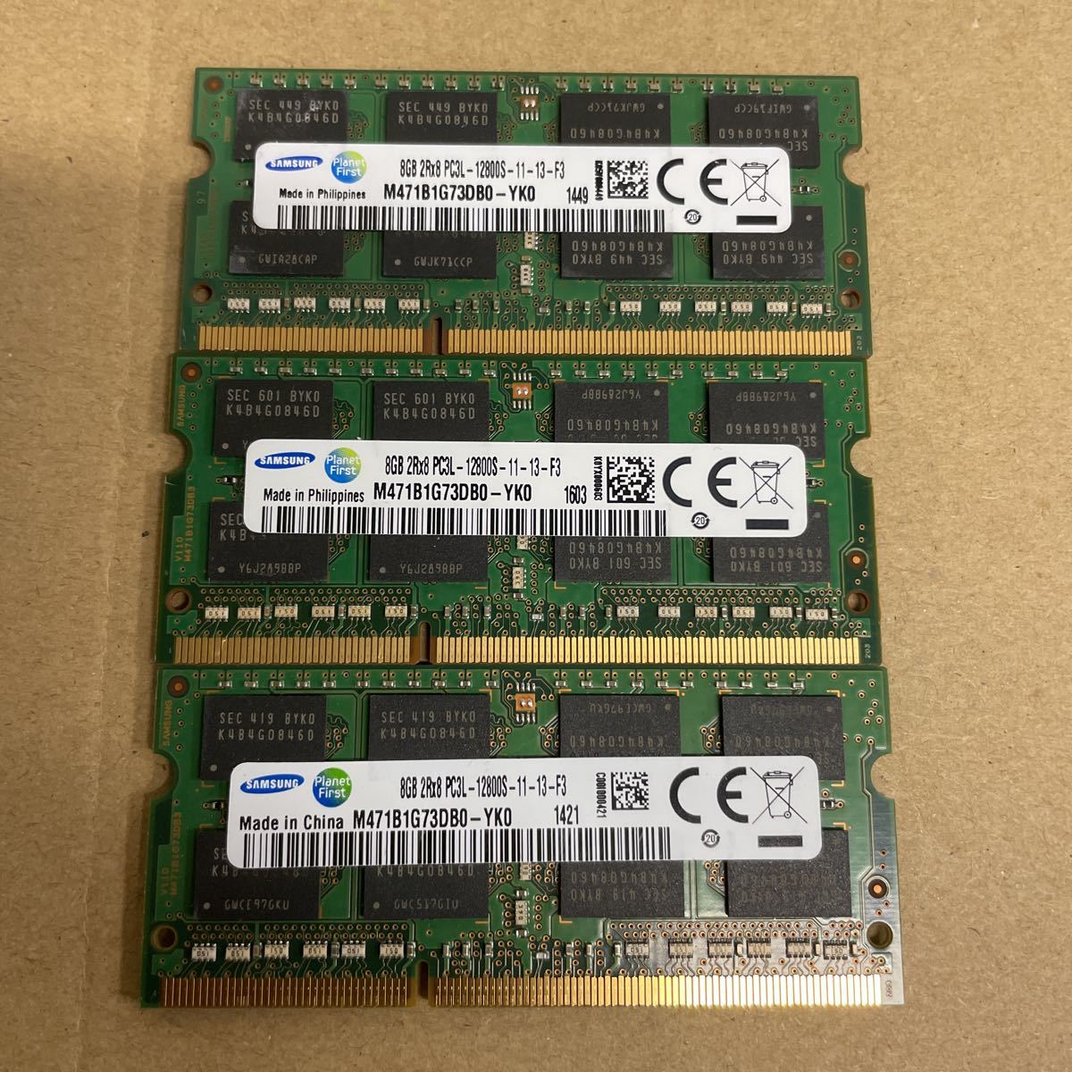 ヒ84 SAMSUNG ノートPCメモリ 8GB 2Rx8 PC3L-12800S 5枚 8GB ノートPC用