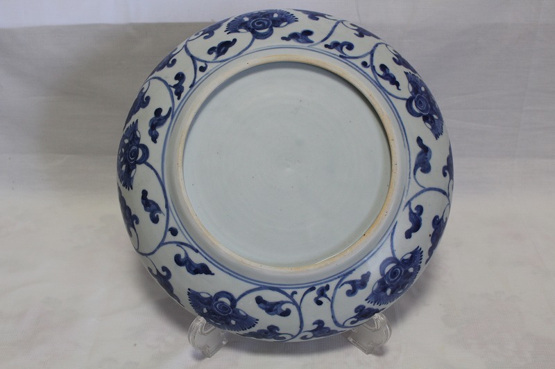 中国美術 染付大皿 青花皿 時代物 景徳鎮 煎茶道具 茶道具 古玩その2