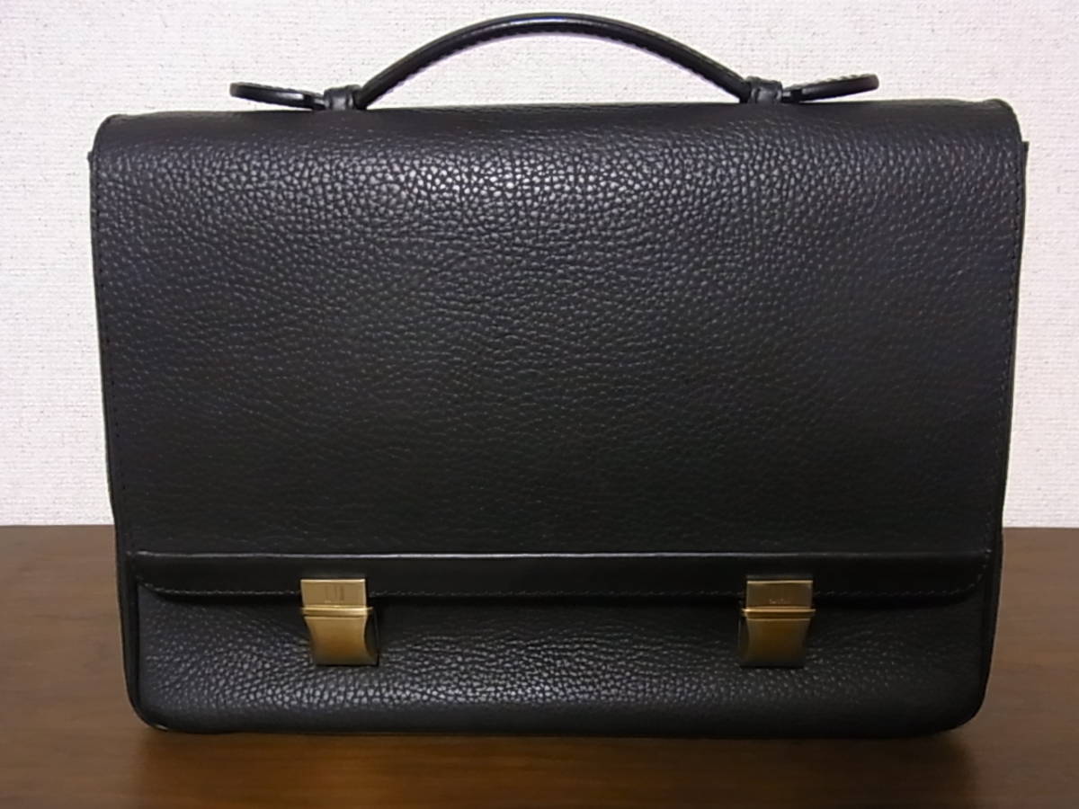 dunhill ダンヒル バッグ 手持ち鞄 牛革 黒 美品 イタリア製 ダンヒル