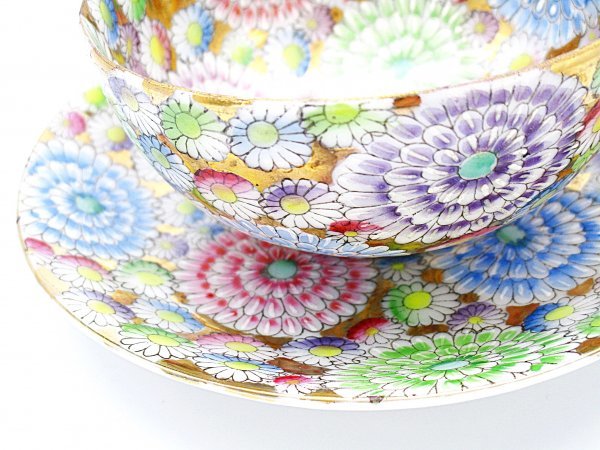 オールドニッポン 薩摩焼 金彩 菊紋 カップ ソーサー キャビネット
