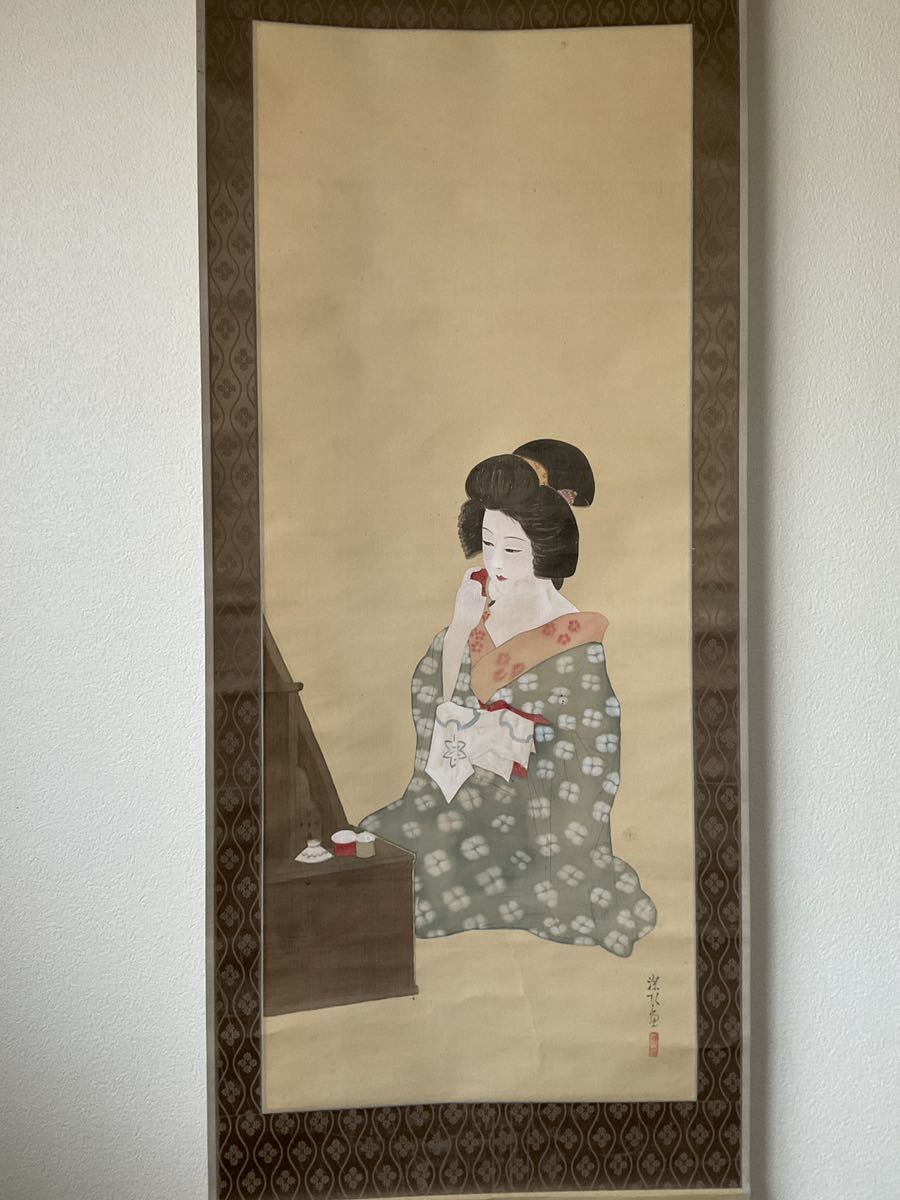 美人画 公式通販 名画 美品 掛け軸 伊東深水筆「銀河祭り」七夕図