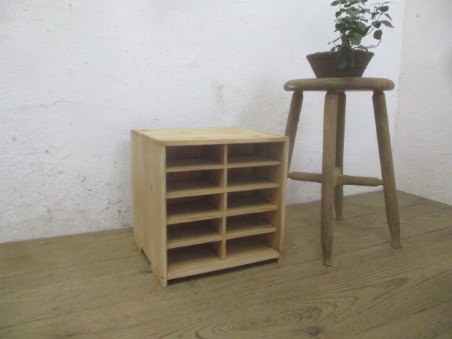 ユP983◆⑥H30×W29，5×D27，5(cm)◆両面収納のレトロな古い木製ケース◆飾り棚 陳列棚 小物入れ ビンテージ ラック 古家具 天然生活S笹4