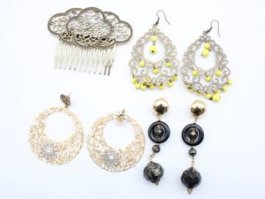 『送料無料』【フラメンコ用 アクセサリーまとめ売り4点】アンティーク調 ペイネタ ピア